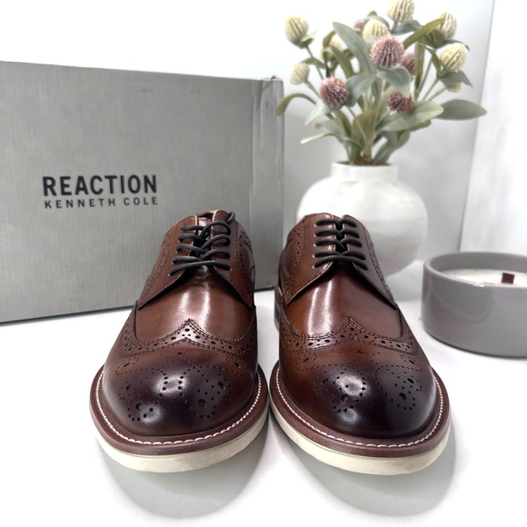 Kenneth Cole Reaction Klay Flex Cap Toe Leather Oxford Cognac RMS9086LE Men 7 M - Picture 2 of 10